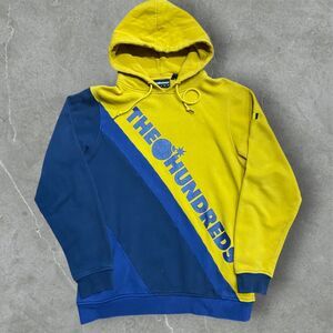 The Hundreds Slope Diagonal Yellow Navy Streetwear Hoodie Men's Size Medium
